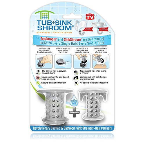 Book Cover TubShroom and SinkShroom Drain Protectors Hair Catchers for Bathtubs and Sinks, Gray