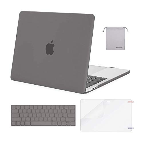 MOSISO Compatible with MacBook Pro 13 inch Case 2016-2020 Release A2338 M1 A2289 A2251 A2159 A1989 A1706 A1708, Plastic Hard Shell Case&Keyboard Cover Skin&Screen Protector&Storage Bag, Gray