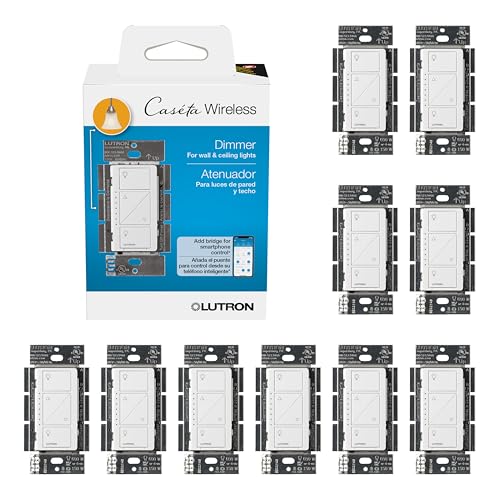 Lutron PD-6WCL-WH Caseta Wireless Smart Lighting Dimmer Switch, White (10 Pack)