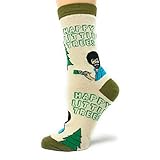 JYinstyle Funny Socks Women's Novelty Crew Socks, Exclusive Fun Socks for Bob Ross, Crazy Silly Size 9-11 Socks