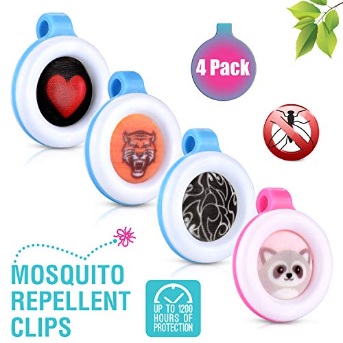 Premium Clip On Mosquito, Bug & Insect Repellent [4-Pack] | Super Cute, Safe & Effective Bug Repeller Clipons | Camping, Hiking, Indoor & Outdoor Protections For 1400 Hours | No Skin Contact