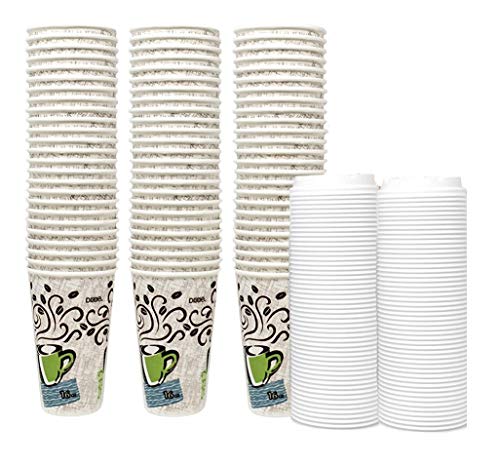 Dixie Perfectouch Insulated Paper Hot Cup Coffee Haze Design 16 oz 75 Cups Plus 50 White Lids