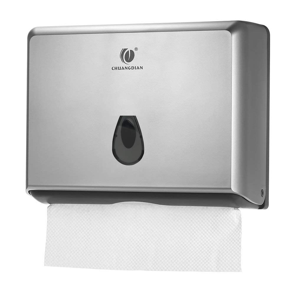 Book Cover BBX Lephsnt Paper Towel Dispenser, CHUANGDIAN Wall-Mounted Hand Towel Dispenser (Silver)