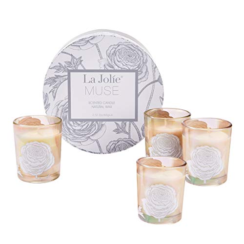 Scented Candles Gift Set - 4 Soy Candles Aromatherapy Candles Stress Relief, Small Votive Glass Decorative Candles, Birthday Candle Gifts for Women