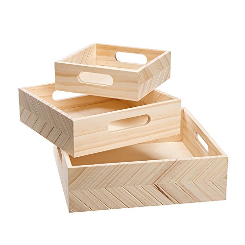 Darice 3 Piece Wooden Trays, Unfinished/Natural