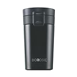 Borosil Insulated Water Bottle, 10 Oz, Stainless Steel Water Flasks With Wide Mouth, Keep 8H Hot & 14H Cold, BPA Free & Leak Proof Double Walled Vacuum Insulated Bottles for Travel, Sweat Proof, Black