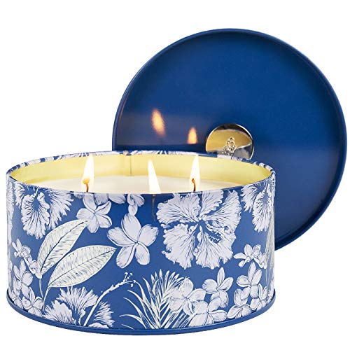 Large Scented Candle, 3 Wick Big Candle, Sandalwood Clean Cotton, 14Oz, Christmas Candle Gifts for Women