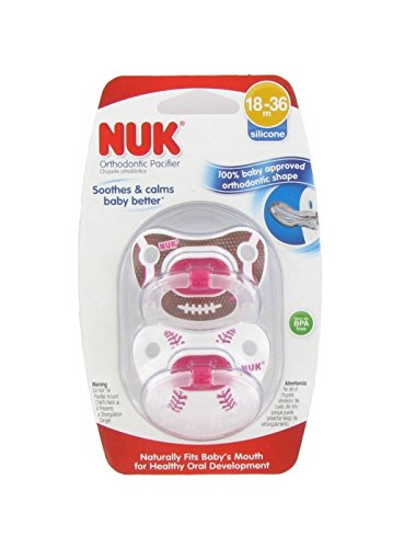 NUK Sports Puller Pacifier, 18-36 Months, 2 Pack, Baseball/Football Girl