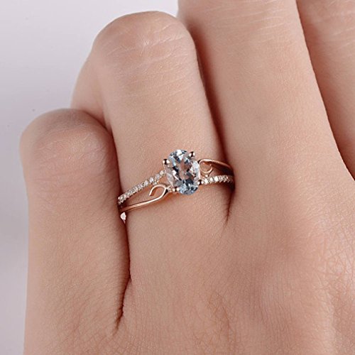 Dolland Exquisite Women Oval Rhinestone Ctystal Ring Jewelry Anniversary Proposal Promise Gift,Rose Gold,#9