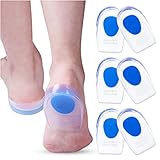 3 Pair Gel Heel Cups Plantar Fasciitis Inserts - Silicone Gel Heel Pads for Heel Pain, Bone Spur & Achilles Pain, Gel Heel Cushions and Cups, Pad & Shock Absorbing Support