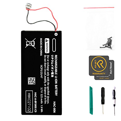 KR-NET 525mAh Internal Battery Replacement HAC-006 for Nintendo Switch Joy-con Controller, with Screws and Tools