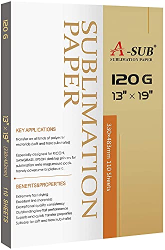 A-Sub Inkjet Sublimation Paper 110 Sheets/Pack 13'' x 19'',Especially Suitable for Sawgrass Printer,120g