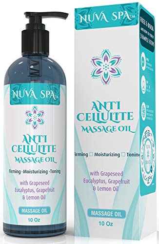 Best Deal Anti Cellulite Massage Oil - All Natural Ingredients – Penetrates Skin to Break Down Fat Tissue – Firms, Tightens & Tones Skin 10oz by NUVA SPA