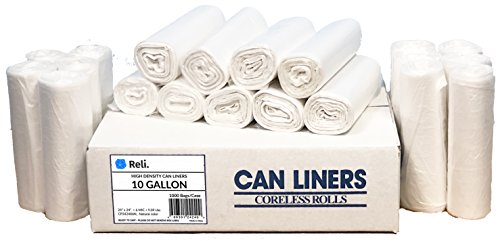 Book Cover Reli. Trash Bags, 6-10 Gallon (Wholesale 1000 Count) - Star Seal High Density Rolls (Clear) - Garbage Bags, Can Liners with 6 Gallon to 10 Gallon Capacity