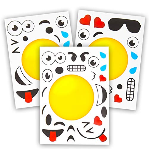 Book Cover 24 Make A Emoji Stickers For Kids: Emoji Party Supplies & Party Favors For Emoji Themed Birthday Parties - Fun Craft Project For Children 3+ - Let Your Kids Get Creative & Design Their Favorite Emoji!