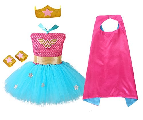 Book Cover AQTOPS Supergirl Dress Costume for Girls Party Role Play Hero Tutu Costumes