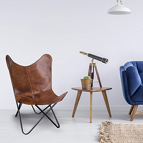 Amerihome Leather Butterfly Chair in (1, Natural Tan)