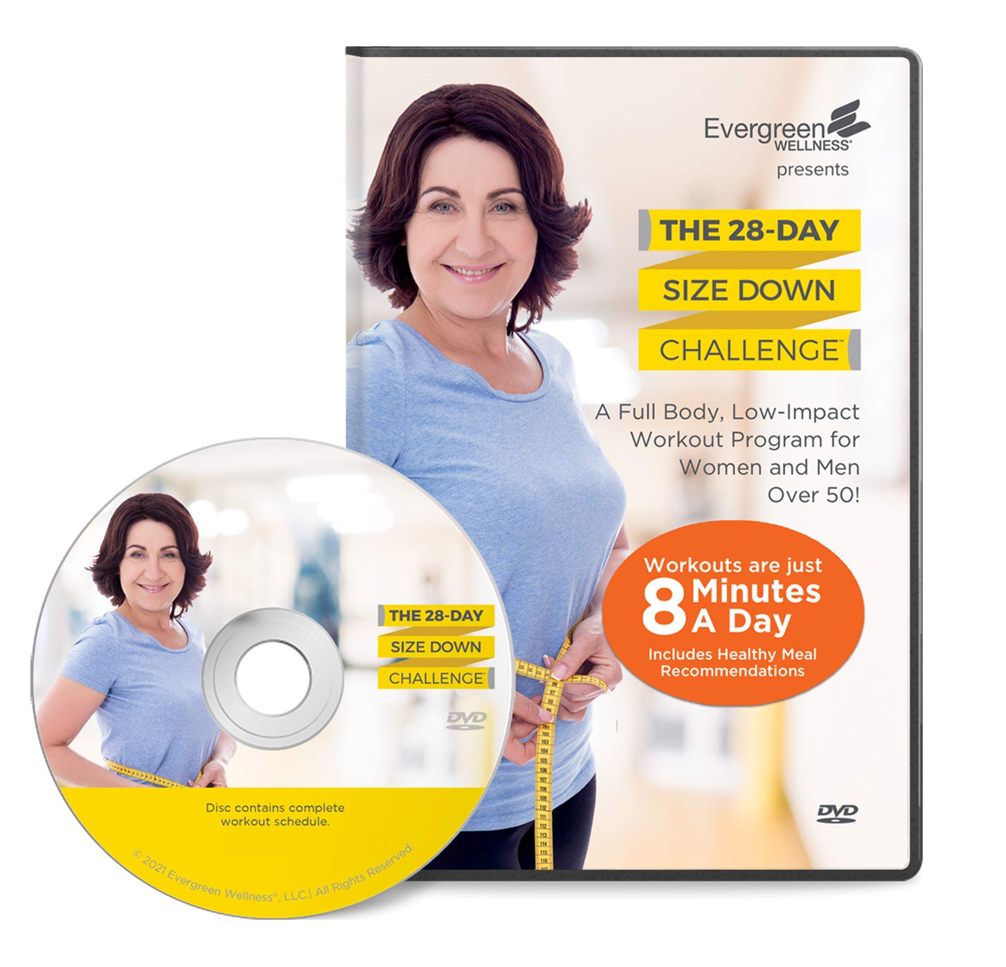 Book Cover The 28 Day Size Down Challenge Low Impact Workout DVD for Women and Men – A Full Body Fitness Program for Seniors