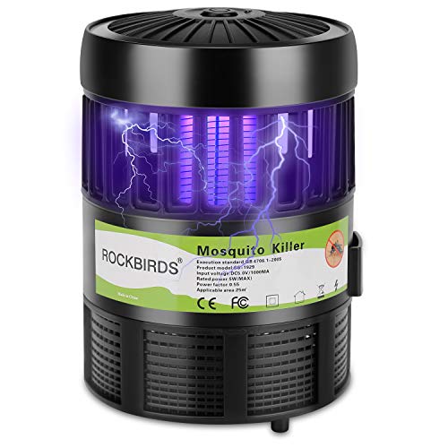 RockBirds Mosquito Killer and Bug Zapper, Rockbirds Indoor Electric Fly Trap, Killer Mosquitoes & Bug by LED Light and Non-radiative, Black