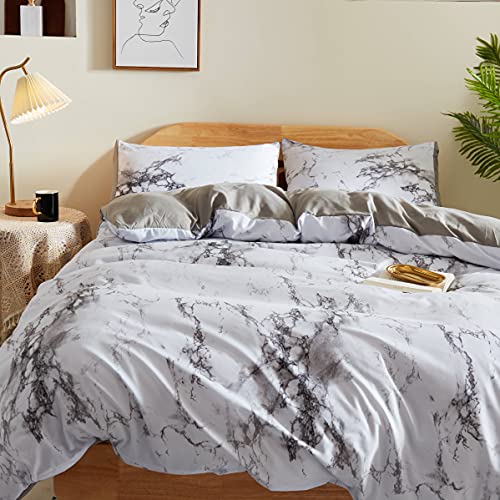 Queen Bedding Duvet Cover Set, Premium Microfiber,Marble Pattern On Comforter Cover-3pcs:1x Duvet Cover 2X Pillowcases,Comforter Cover with Zipper Closure