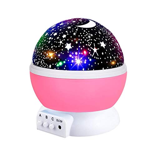 Starry Night Light for Girls, Rotating Star Light Nights Projector Party Favor Decoration Star Lamp for Kids Toys for 3-12 Year Old Girls Christmas Gifts Pink
