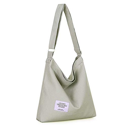 Covelin Women's Retro Large Size Canvas Shoulder Bag Hobo Crossbody Handbag Casual Tote