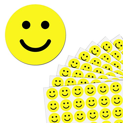 600 Pack, 1" Smiling Happy Smile Face Stickers, Yellow