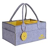 ARDOUR VAN Baby Diaper Caddy Organizer-Nursery Storage Bin for Diapers, Baby Wipes, Essentials-Large Gray Portable Multifunctional Car Organizer for Wipes Toys-Perfect Newborn Registry Must Have