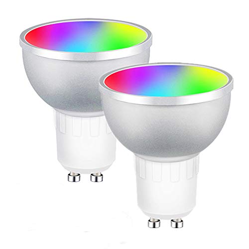 Gu10 LED WiFi Smart Bulb Color Changing Light Bulb 5W Dimmable Warm White 2700K-6500K RGB Bulb 600 LM Compatible with Smart Phone,Alexa Google Home,with App Remote Control Voice Control (2 Pack) Boaz
