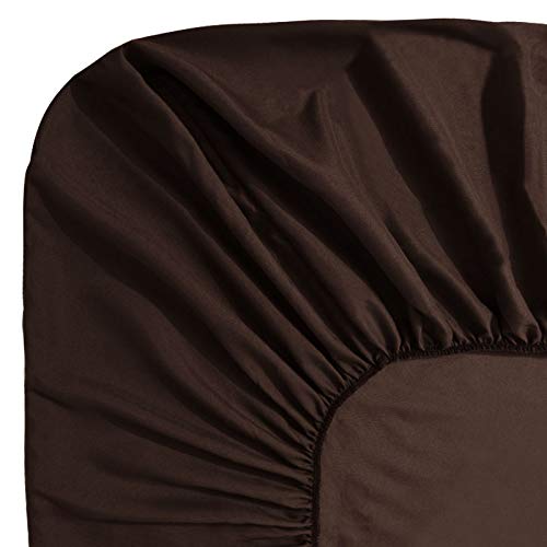 Book Cover Guken Bedding Fitted Sheet Deep Pocket Sanded Microfiber Fabric Fitted Sheet with Elastic All Around Bed,Breathable, Extra Soft and Comfortable - Winkle, Fade, Stain Resistantï¼ˆChocolateï¼ŒQueenï¼‰