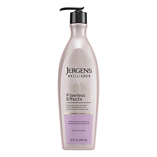 Jergens Brilliance Flawless Effects Body Moisturizer, for Balanced Skin Tone, 10 Ounce Pump, with Sheer Blush Pigments and Pure Shea Butter, Dermatologist Tested