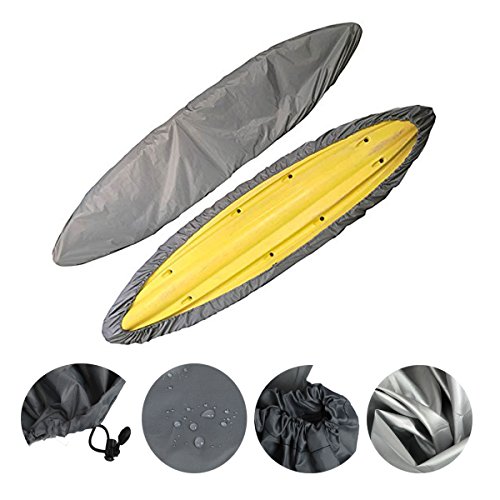 iiSPORT Kayak Cover - 8.5ft-10ft Dustproof Canoe Storage Cover | UV Sunblock Shield Protector with Snug Drawstring Cord for Tarpon,Hobie Pro Angler,Rowing Shell & Paddle Board