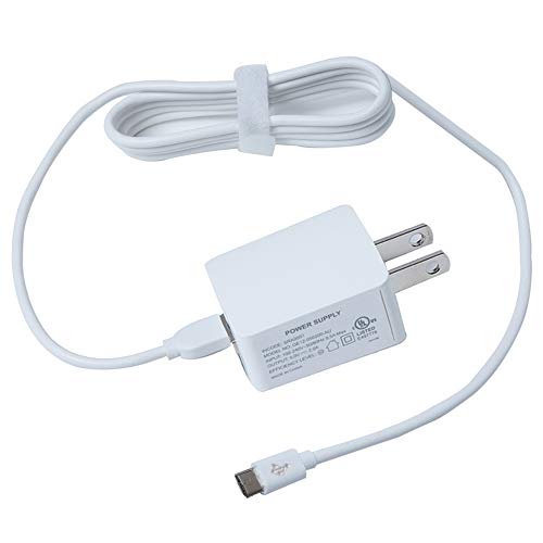 Book Cover AC Charger Adapter for Amazon Kindle Paperwhite E-reader with 5ft Micro USB Cable(White)