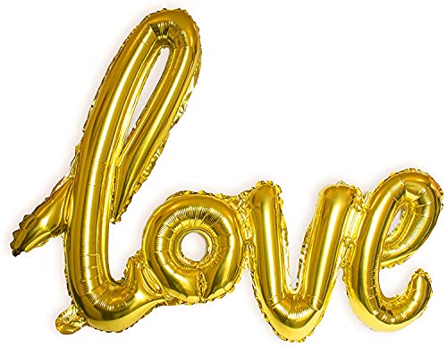 Cafurty 42 Inch Love Balloon Champagne Gold Letter Decorations Valentines Wedding Romantic Gifts Balloon Anniversary Decor, Bridal Shower or Birthday – Gold