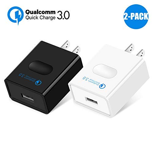 Quick Charge 3.0 18W USB Wall Charger, 2 Pack Charging Plug Universal Home Travel Power Adapter,Quick Charging with Smart IC(QC 2.0 Compatible) for Galaxy,Note,iPhone,iPad,LG,Nexus,Qualcomm Certified