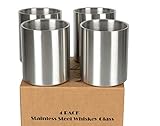 Whiskey Glass Set of 4 Stainless Steel Lowball Glasses - 10 oz Insulated Shatterproof Outdoor Bourbon Glass - Ideal Gift for Family, Friends and Whisky Lovers