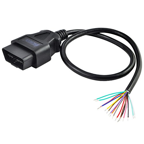 iKKEGOL 16 Pin J1962 OBD2 OBD-II Male Connector to Open Plug Wire, OBD Diagnostic Extension Cable Pigtail for DIY (60cm 24" inch, 2ft)