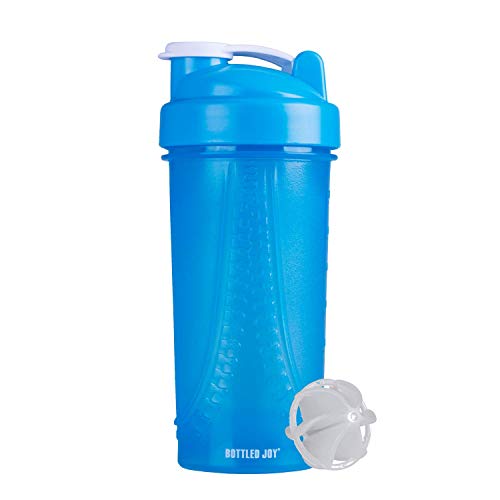 BOTTLED JOY Water Bottle, Protein Shaker Bottle with Mixer Ball BPA Free Plastic Sports Water Bottle Leakproof Shaker Cup for Fitness Sports and Travel Non-Slip Mix Drinking Bottle 22oz / 650ml