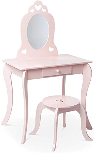 Book Cover Milliard Kids Vanity Set with Mirror and Stool, Beauty Makeup Vanity Table and Chair Set for Toddlers and Kids, Pink
