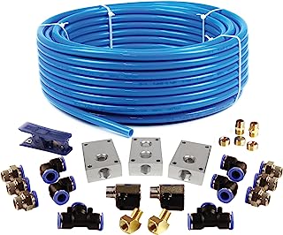 Primefit PCKIT26 Air Piping System, 26-Piece Air Push to Connect Kit with 1/2-Inch (OD) / 3/8" (ID) x 100-Feet TPEE Tubing