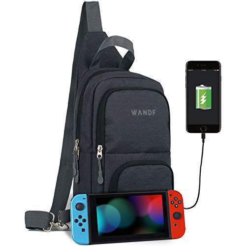 Victoriatourist WANDF Switch Travel Bag, for Nintendo Switch Console, Dock, Joy-Con Grip & Switch Accessories, Protective Storage Sling Backpack Shoulder Bag for Nintendo Switch and iPad (Black-new)