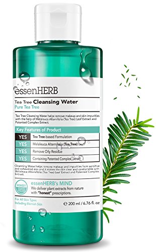 Book Cover ESSENHERB TEA TREE FACE WASH - Cleansing and Makeup Remover, Blemish Care system, Low-irritating cleansing water facial wash that cleans up skin waste.
