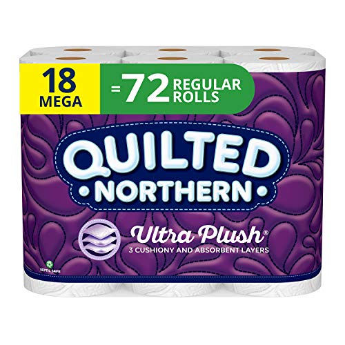Book Cover Quilted Northern Ultra Plush® Toilet Paper, 18 Mega Rolls, 18 = 72 Regular Rolls, 3 Ply White Bath Tissue