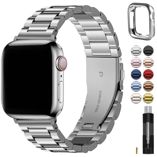 Fullmosa Metal Apple Watch Strap 40mm 38mmï¼ŒStainless Steel iWatch Strap Compatible with Apple Watch Series 6 SE 5 4 3 2 1ï¼Œ38mm 40mm Silver