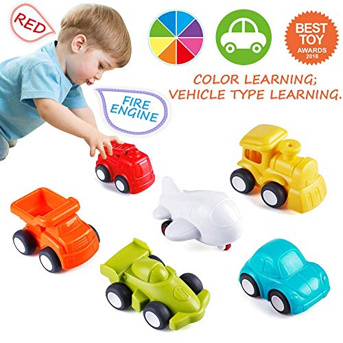 Book Cover VATOS Toddler Car Toys, 6 Pack Toy Cars for 1 2 Years Old with Free Wheel City Traffic Little Cars,Toy Cars for Toddlers Early Educational Toddler Toys