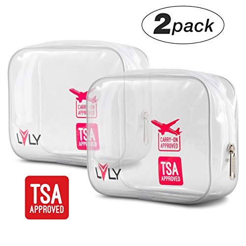 Book Cover TSA Approved Quart Size Toiletry Bag - Clear for Travel Size Toiletries Shaving Kit or Makeup and Cosmetic Accessories - For Women or Men by LVLY