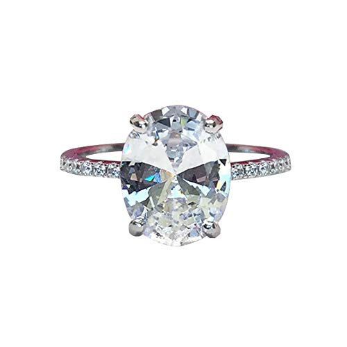 Wintefei Creative Egg Shape Zircon Inlaid Shiny Finger Ring Party Women Jewelry Gift - White US 6