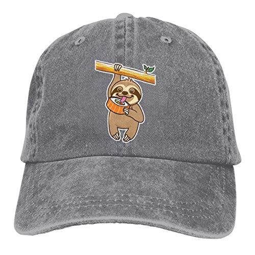 nuohaoshangmao Men's & Women's Cute Sloth Loves Sushi Funny Baseball Cap Vintage Trucker Hat Grey