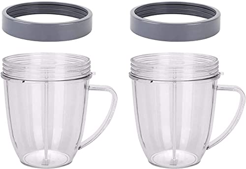 NutriBullete Cups for NUTRIBULLET 5 pc Set, 32 oz. Tall (2 Pack) with Flip Top to-Go Lid & Lip Ring - Best Quality NutriBullet Replacement Parts