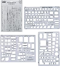 Mr. Pen House Plan, Interior Design and Furniture Templates, Drafting Tools and Ruler Shapes for Architecture - Set of 3